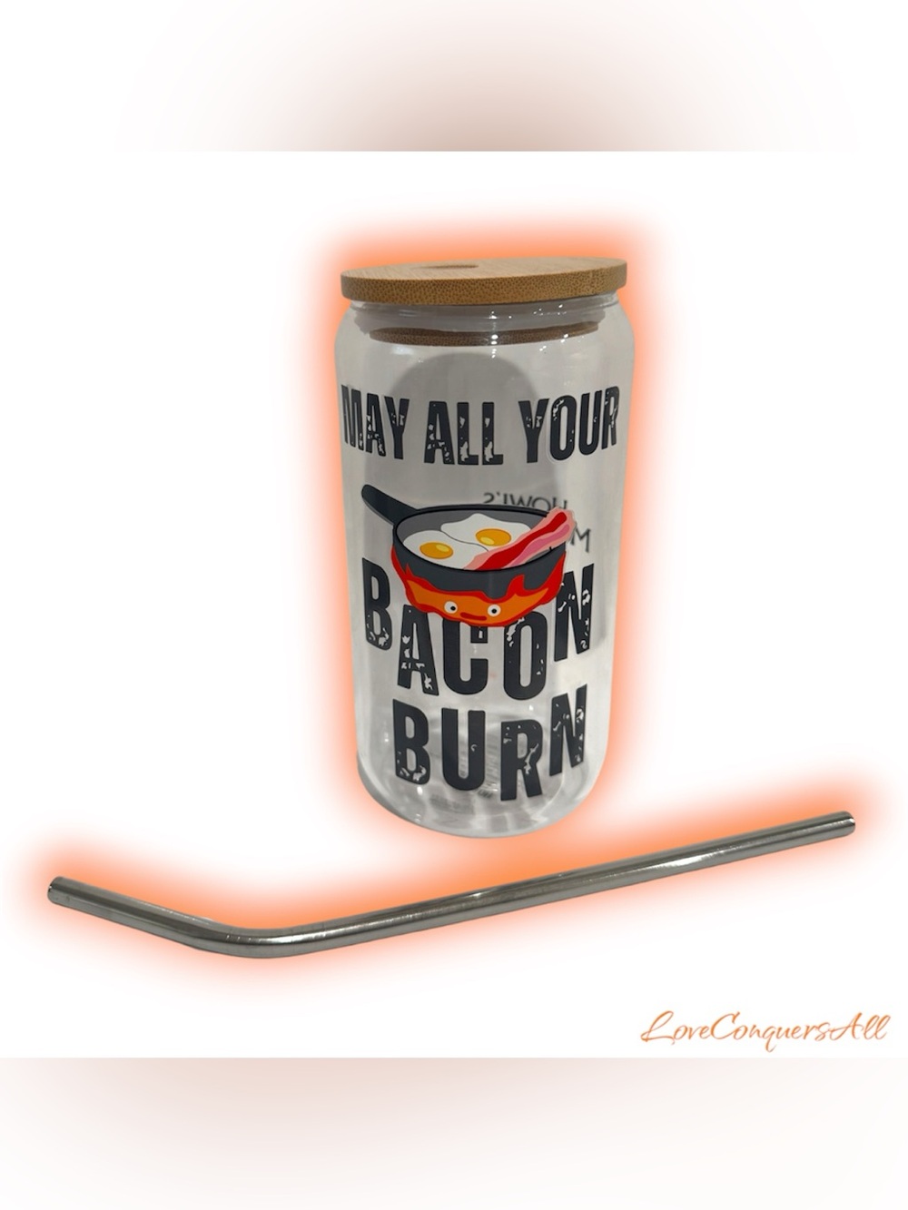 Studio Ghibli Howl's Moving Castle Calcifer Burn Bacon Glass Cup